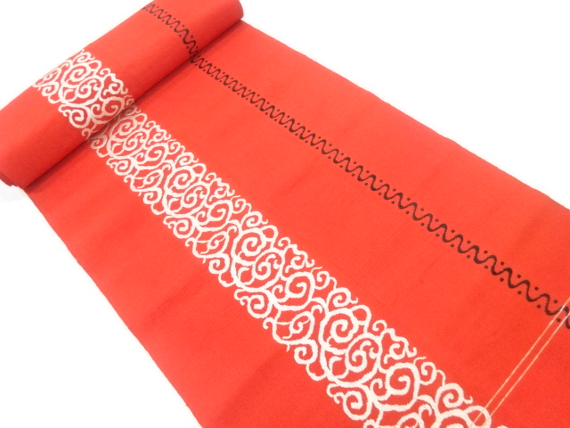 JAPANESE KIMONO / ANTIQUE BOLT FOR HASSUN OBI / WOVEN ARABESQUE